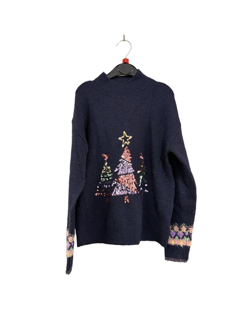 Preloved Next - Navy Sequin Christmas Tree Jumper (8y)