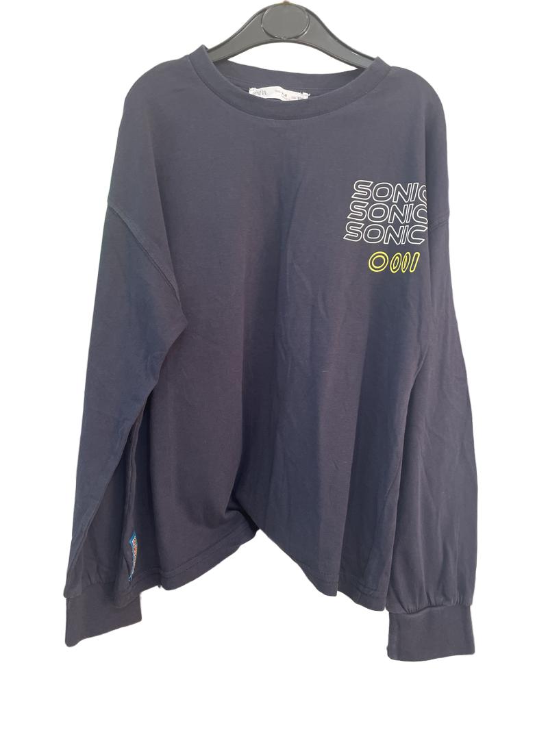 Preloved Zara - Navy Sonic The Hedgehog Long-sleeved T Shirt (7-8y)