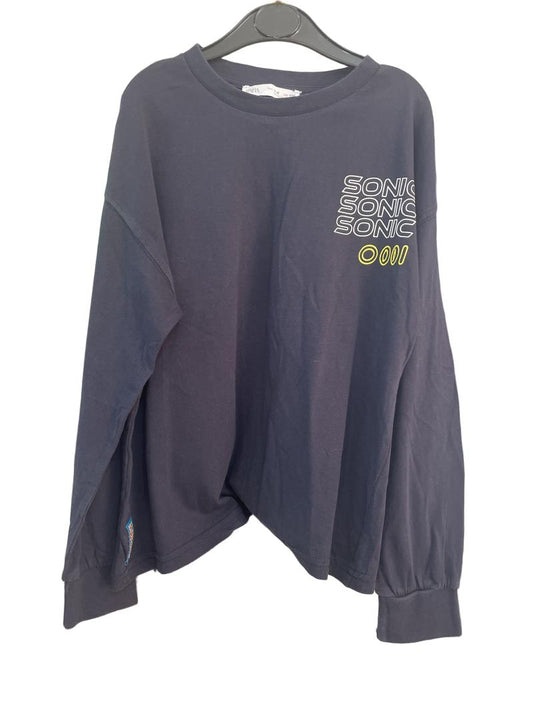 Preloved Zara - Navy Sonic The Hedgehog Long-sleeved T Shirt (7-8y)