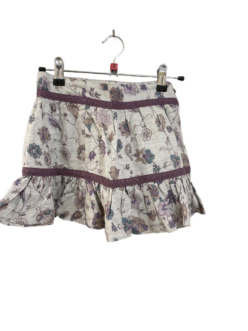 Preloved Neck & Neck - Skirt - Gray Purple Blue Floral Print Skirt (8-9y)