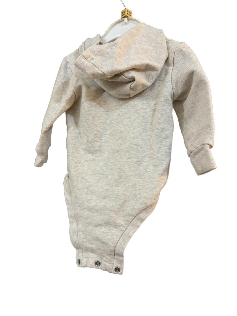 Preloved Little One Shop - Cream Gray Heather Hooded Onesie Bodysuit (6-12m)