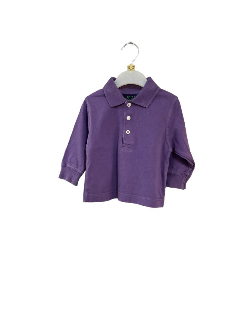 Preloved Mini Boden - Purple Long-sleeved Polo Shirt (6-12m)