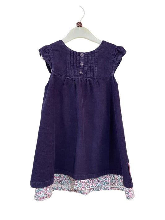 Preloved Jojo Maman Bebe - Navy Corduroy Floral Hem Dress (18-24m)