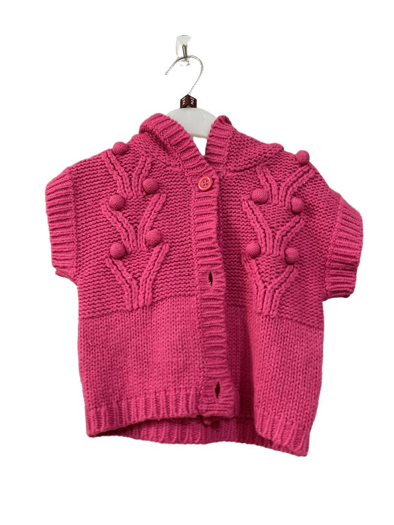 Preloved 3pommes - Top - Pink Knit Short-sleeved Cardigan Vest, 86 Cm (2-3y)