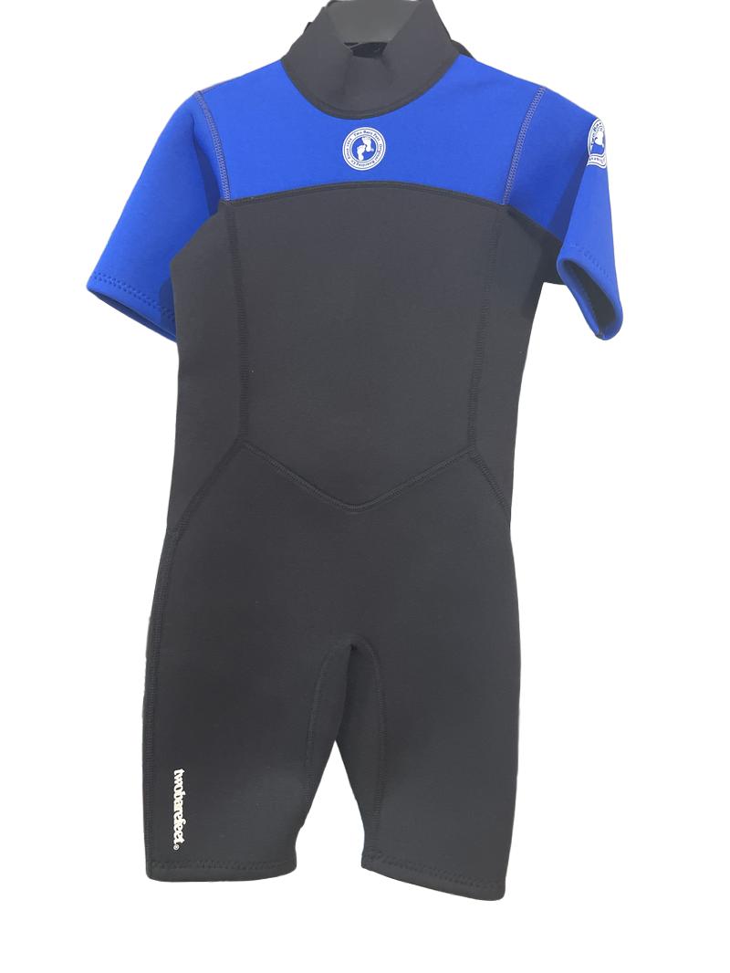 Preloved Two Bare Feet - Children's Black And Blue Shorty Wetsuit. (Medium)