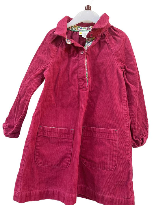 Preloved Mini Boden - Pink Corduroy Collar-neck Long-sleeved Dress (2-3y)