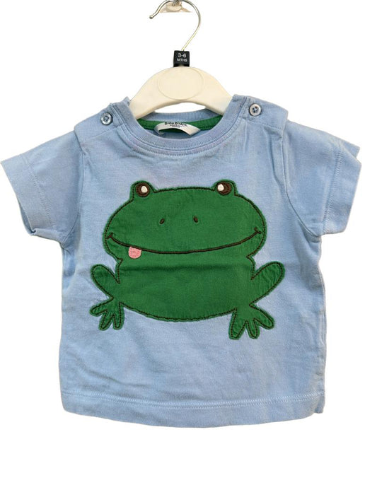 Preloved Baby Boden - Blue Frog Applique Short-sleeved T Shirt (3-6m)