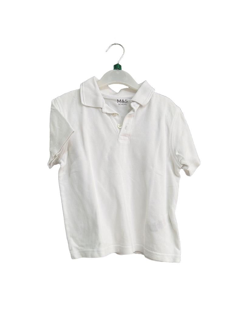 Preloved Marks & Spencer - White School Uniform Polo Shirt 4 (5-6y)
