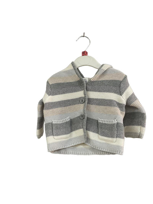 Preloved Baby Gap - Pastel Striped Knit Cardigan With Hood (0-3m)