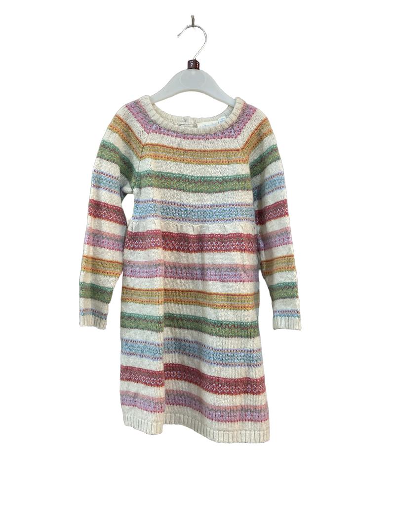 Preloved Jojo Maman Bebe - Pastel Stripe Knit Jumper Dress (2-3y)