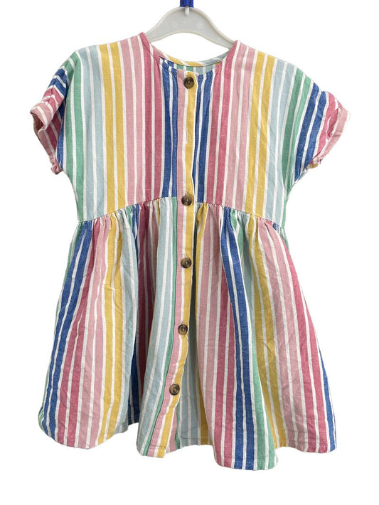 Preloved Next - Multicolour Stripe Short-sleeved Dress (6-7y)