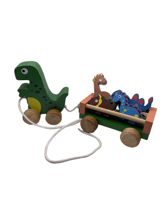 Preloved Wooden Dinosaur Trailer Pull Along - Unknown Brand