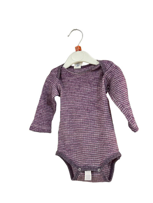 Preloved Cosilana - Pink Striped Wool/silk Long-sleeved Onesie, 74-80. (9-12m)