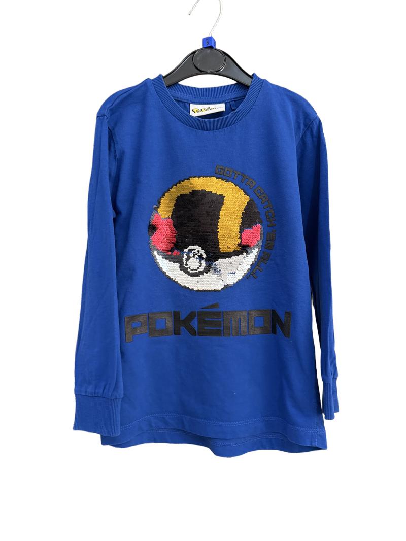 Preloved Next - Blue Pokemon Sequin Flip Long-sleeved Shirt (6-7y)