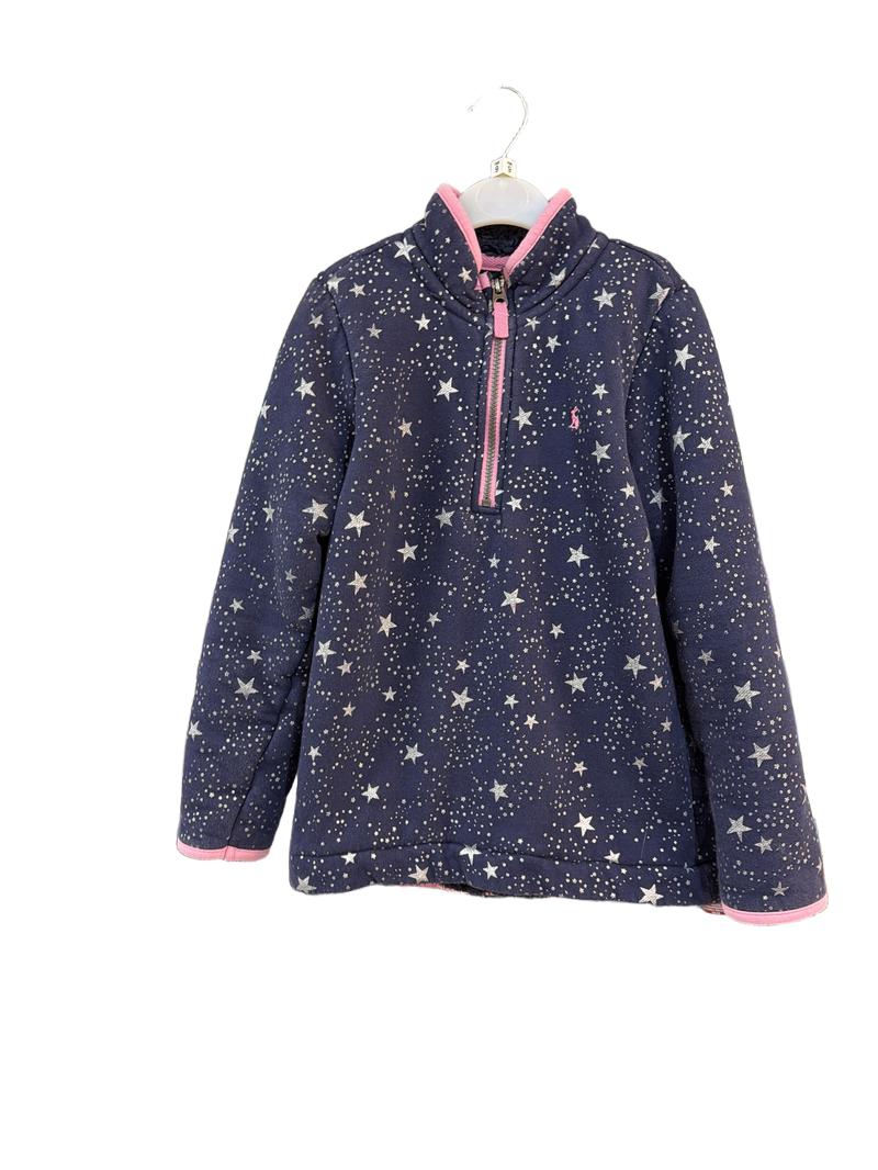Preloved Joules - Navy Silver Star Print Half-zip Fleece-lined Sweatshirt (9-10y)