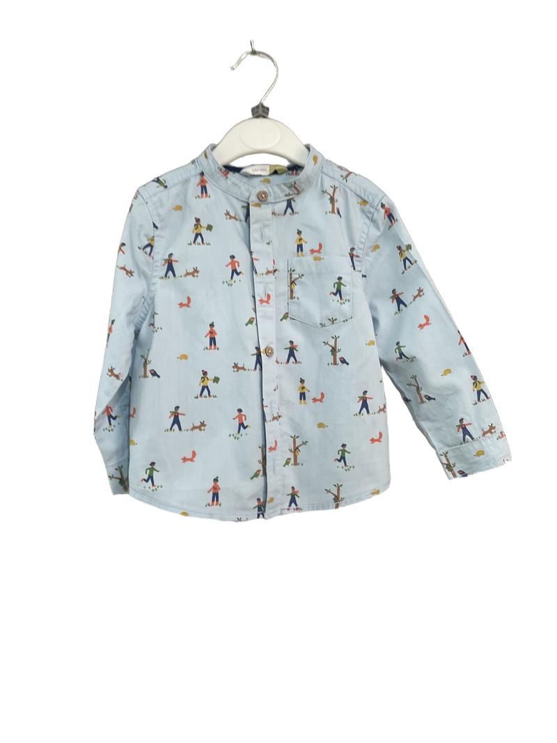 Preloved John Lewis - Blue Boy Outdoor Print Button Down Shirt (12-18m)