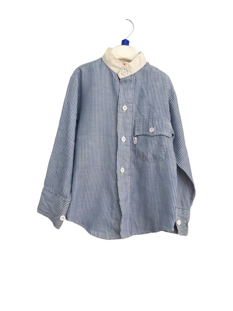 Preloved Levi's - Blue White Pin Stripe Grandpa Collar Shirt (6-7y)