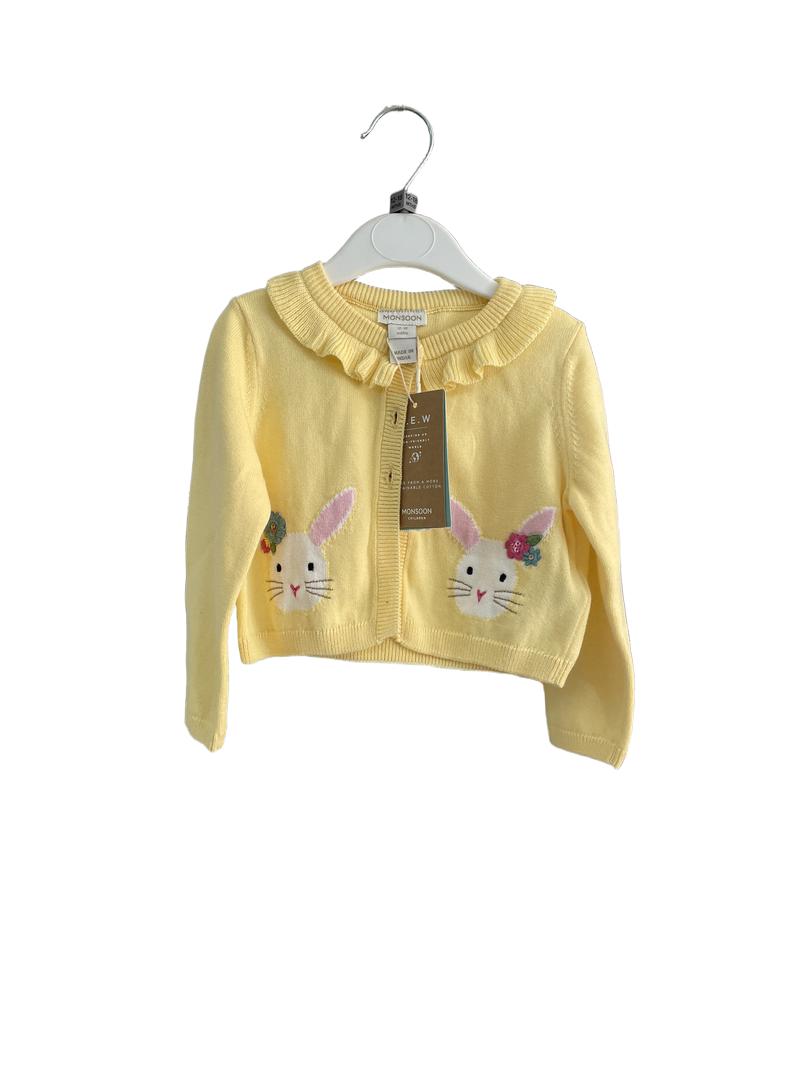 Preloved Monsoon - Yellow Rabbit Cardigan, NEW With Tags (12-18m)