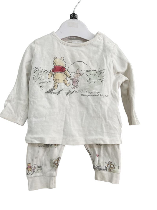 Preloved Disney - White Pooh And Piglet Shirt And Trousers (3-6m) - Outfit