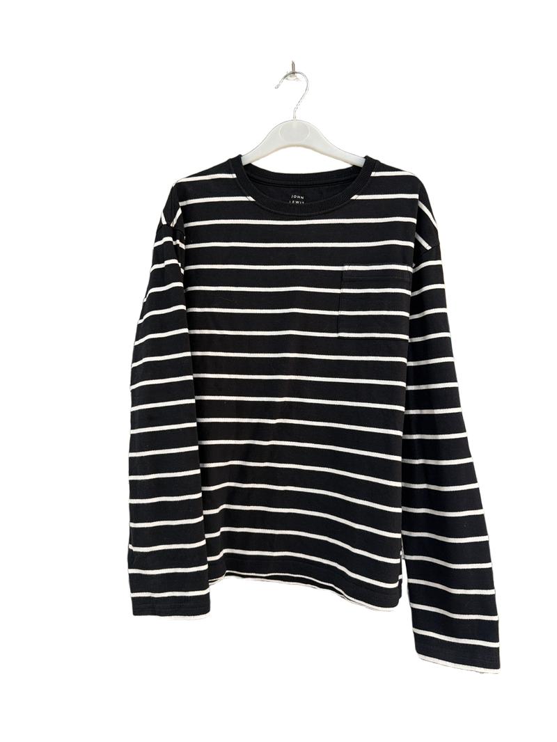 Preloved John Lewis - Black White Stripe Long-sleeved Shirt (11y)