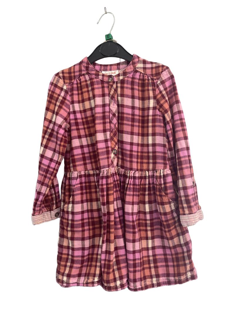 Preloved Target - Pink Check Long-sleeved Dress (5-6y)