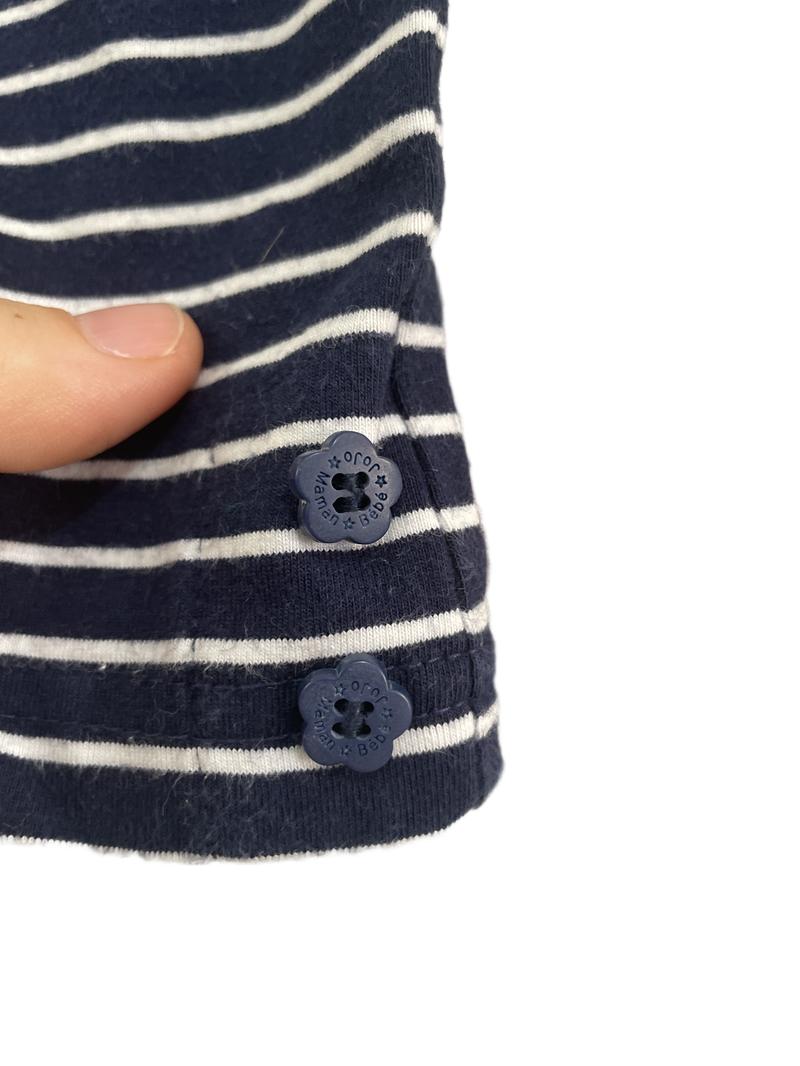 Preloved Jojo Maman Bebe - Navy Stripe Trousers/Leggings. Flower Button Detail. (6-12m)