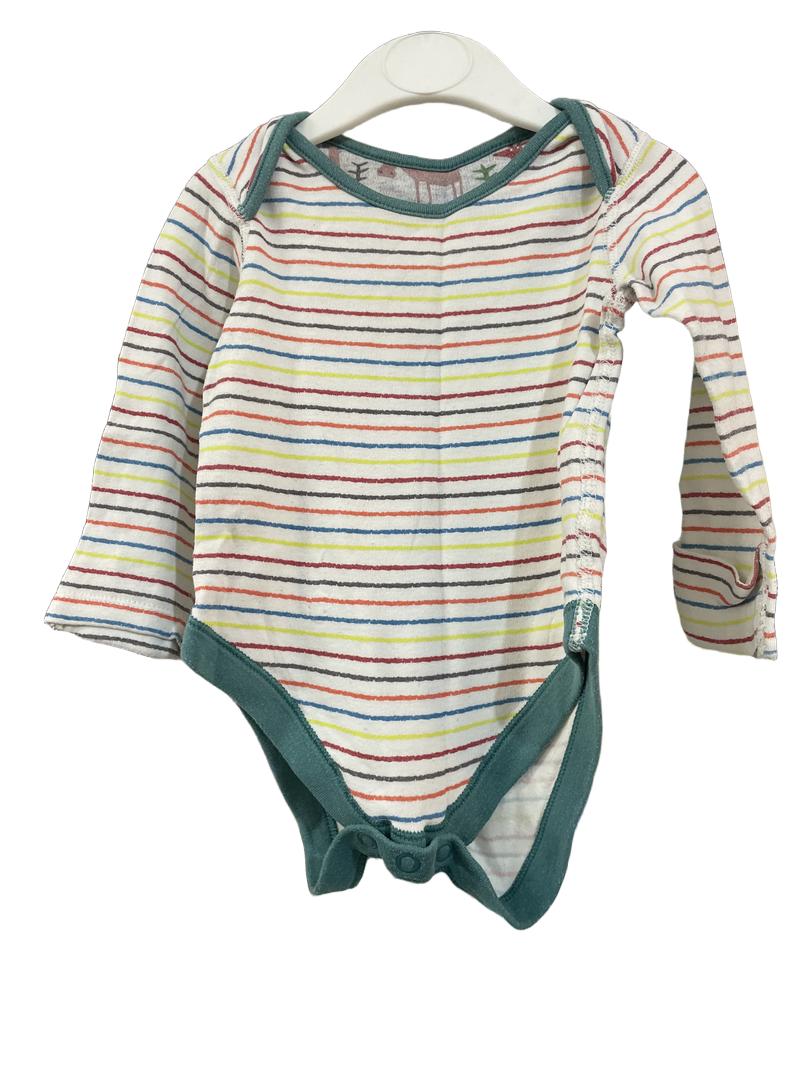 Preloved Marks & Spencer - Stripe Long Sleeve Vest With Hand Covers. (3-6m)