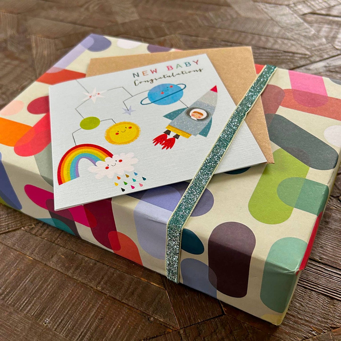 NB51 Gold Foiled Baby Boy Mobile Card