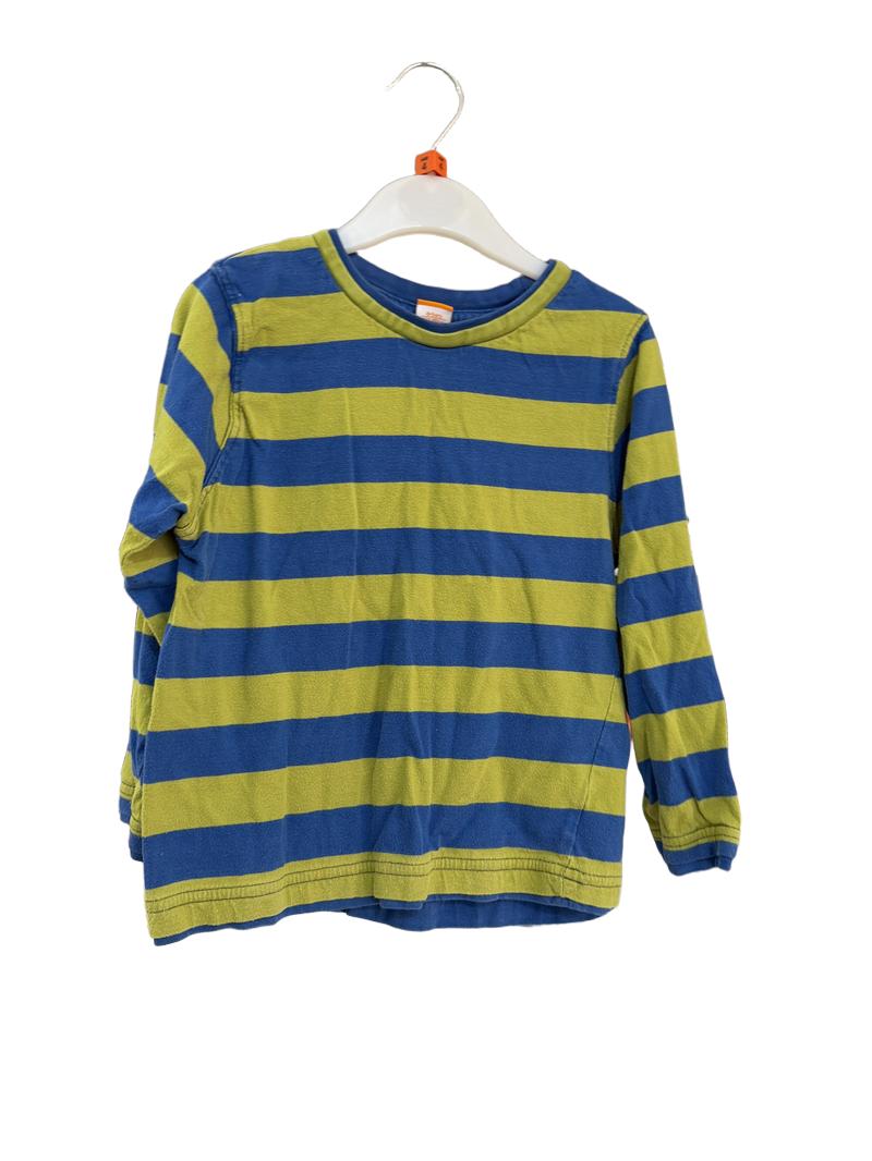 Preloved Mini Mode - Green Blue Striped Long-sleeved T Shirt (4-5y)