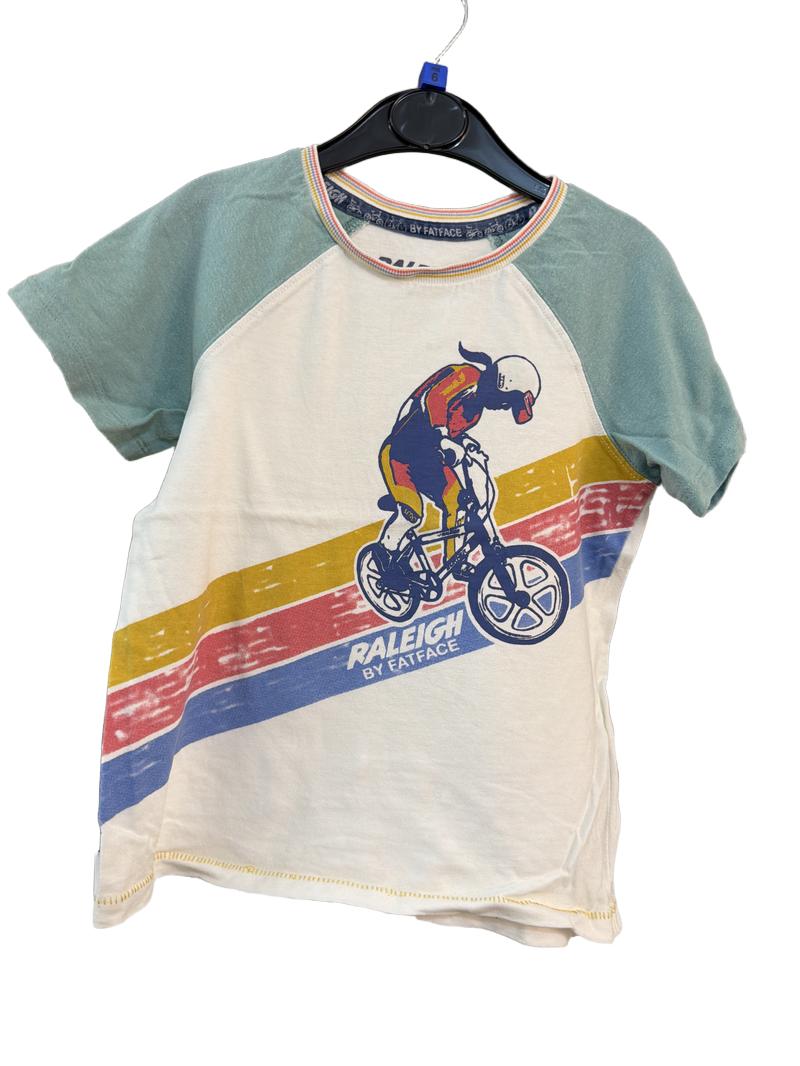 Preloved Fatface - Pastel Multicolour Raleigh Cycle T Shirt (6-7y)