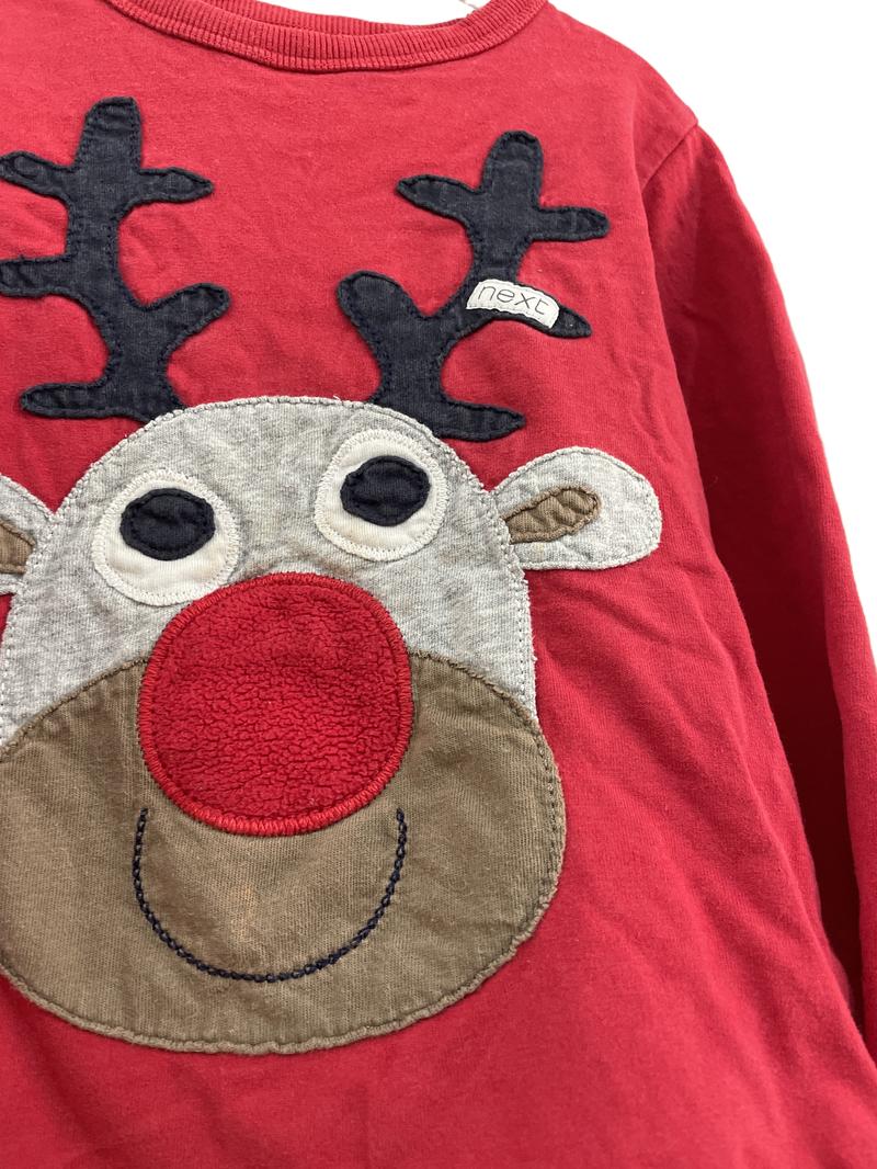 Preloved Next - Red Reindeer Applique Top (18-24m)