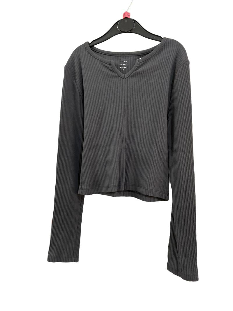 Preloved John Lewis - Gray Ribbed Long-sleeved Top (10-11y)
