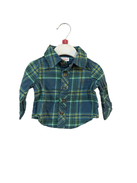 Preloved Target - Green Check Long-sleeved Collar Shirt (0-3m)