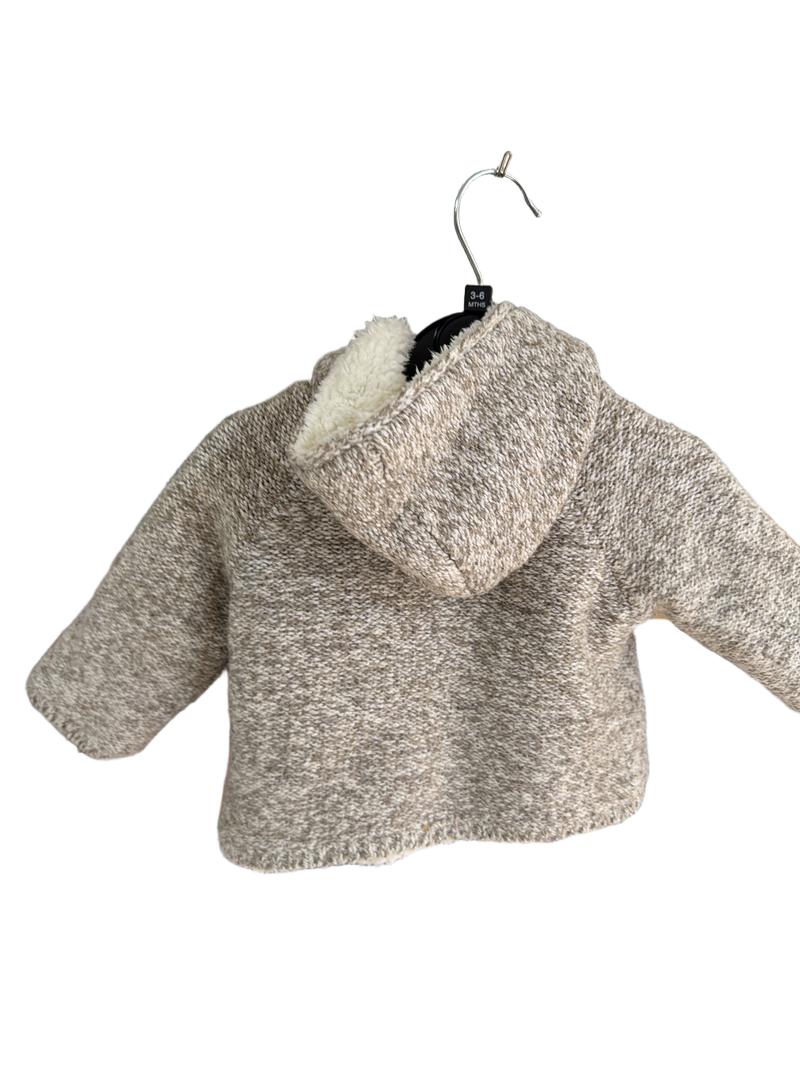 Preloved Zara - Brown Fleck Knit Fleece-lined Jumper (3-6m)