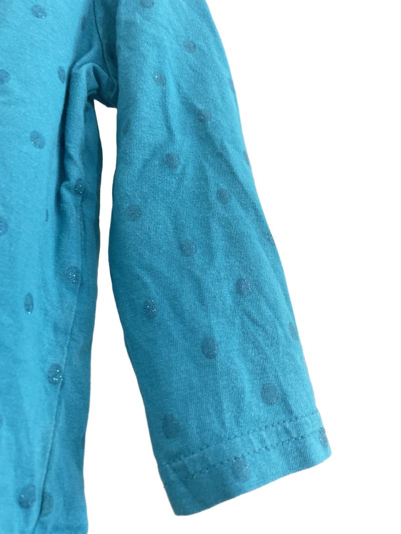 Preloved Marks & Spencer - Teal Long Sleeve Top With Glitter Polka Dots. (12-18m)