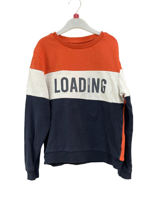 Preloved Kiabi - Orange White Navy Loading Colour Block Sweatshirt (10-11y)