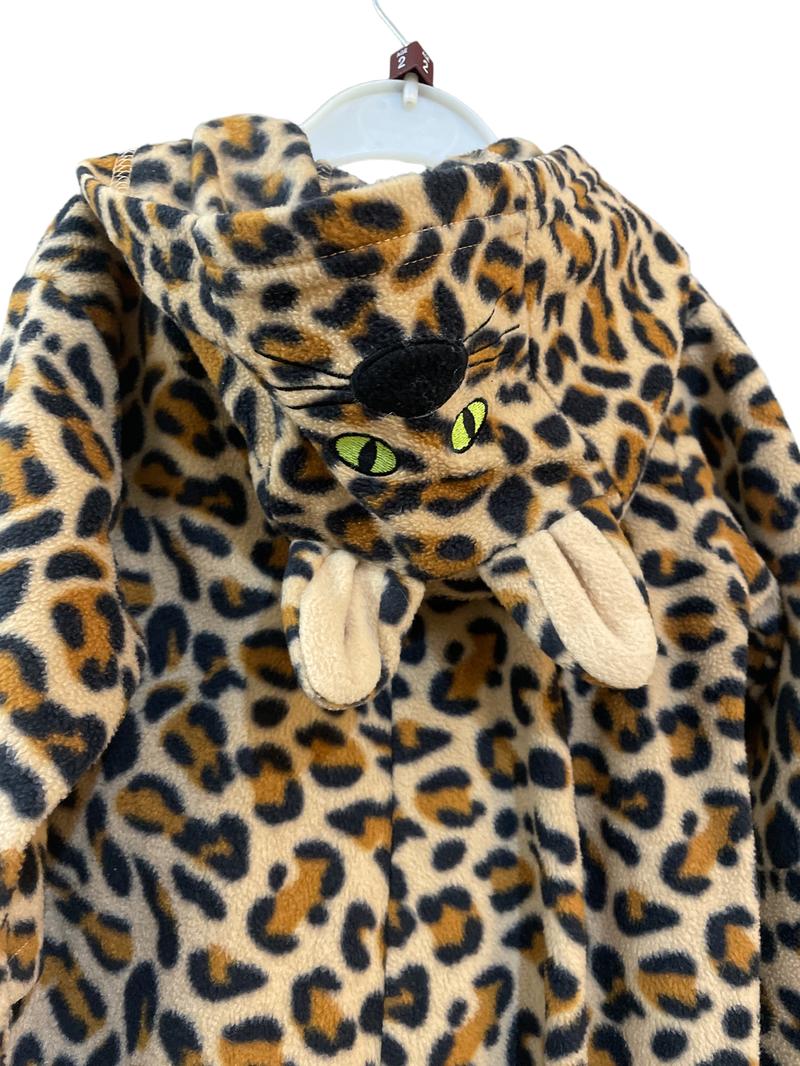 Preloved Morris Mouse - Leopard Print Fleece Onesie With Hood (2-3y)