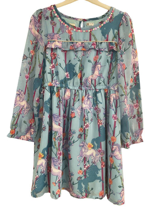 Preloved Monsoon - Long-sleeve Blue Dress (8y) - Dress