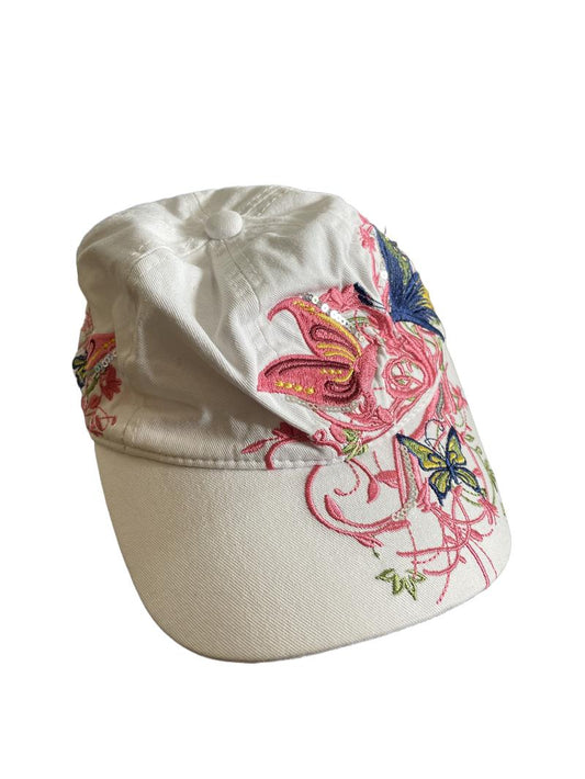 Preloved Unknown Brand - Flower And Butterfly Embroidery Baseball Cap