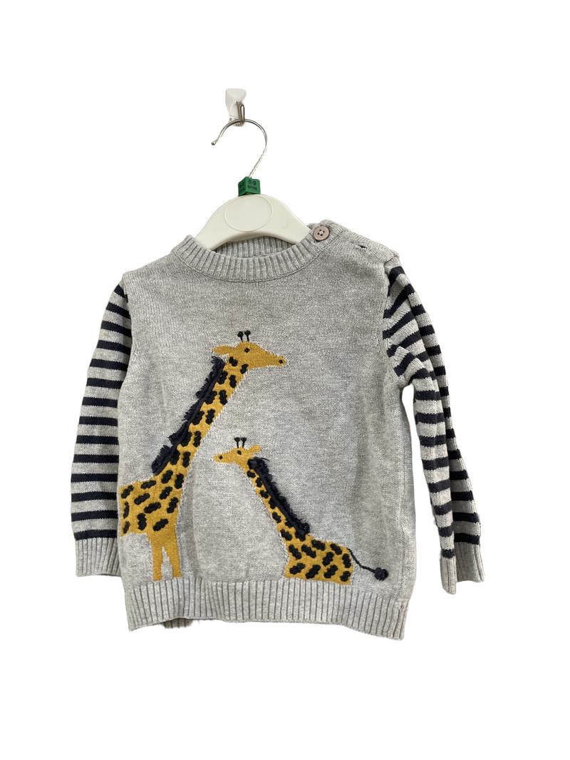 Preloved John Lewis - Gray Giraffe Knit Jumper (6-9m)