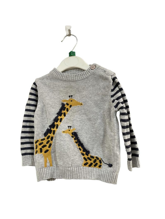 Preloved John Lewis - Gray Giraffe Knit Jumper (6-9m)