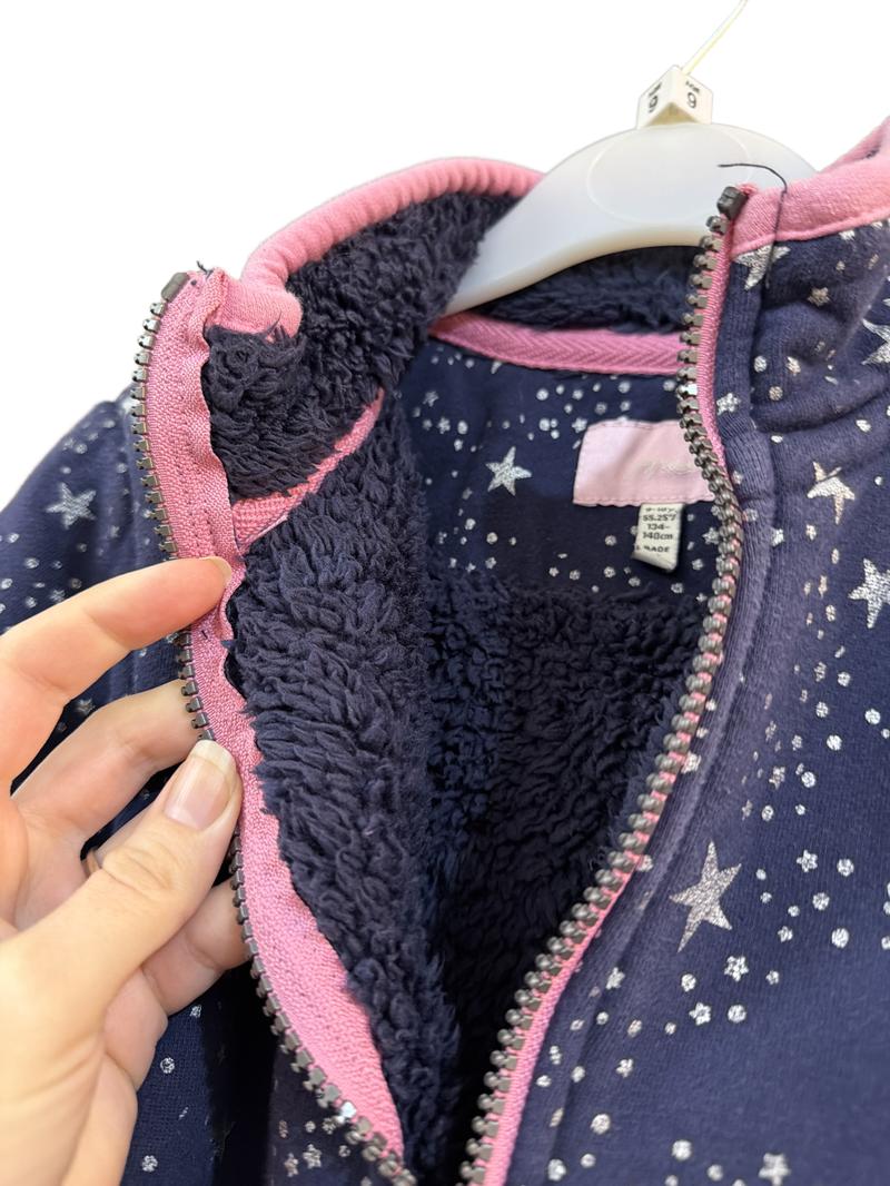 Preloved Joules - Navy Silver Star Print Half-zip Fleece-lined Sweatshirt (9-10y)