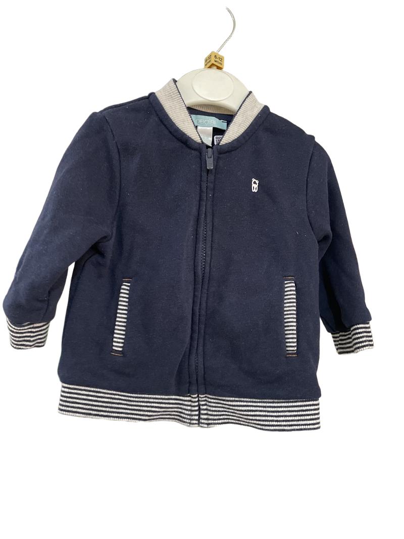 Preloved Obaibi - Navy White Zip Lightweight Sweatshirt Jacket (6-12m)