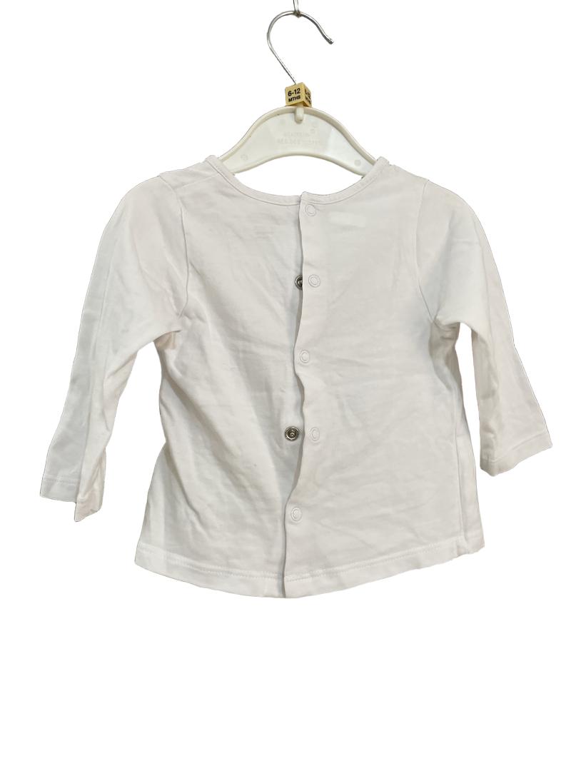 Preloved Obaibi - White Apple Long-sleeved T Shirt (6-12m)