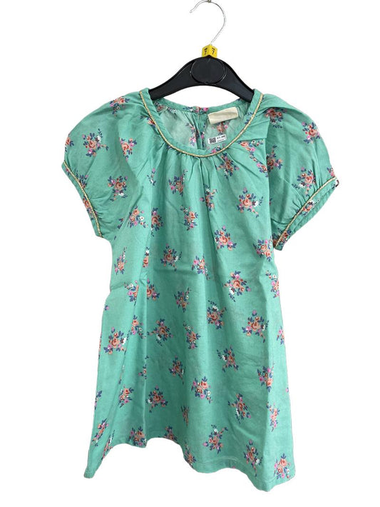 Preloved Mini Boden - Green Floral Print Short-sleeved Top (7-8y)