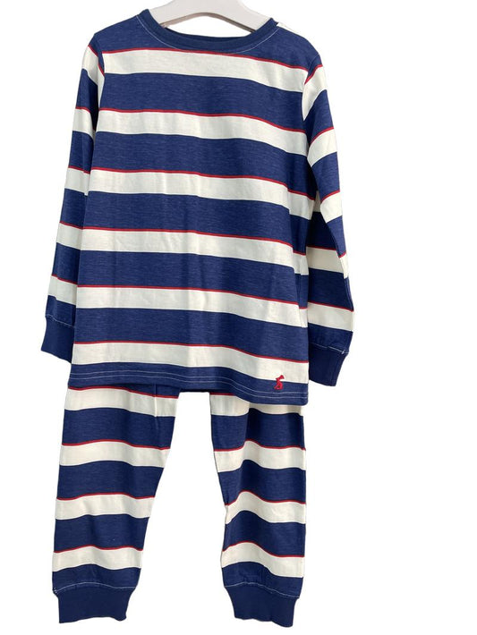 Preloved Joules - Navy White Red Stripe Long-sleeved Pyjamas (6-7y)