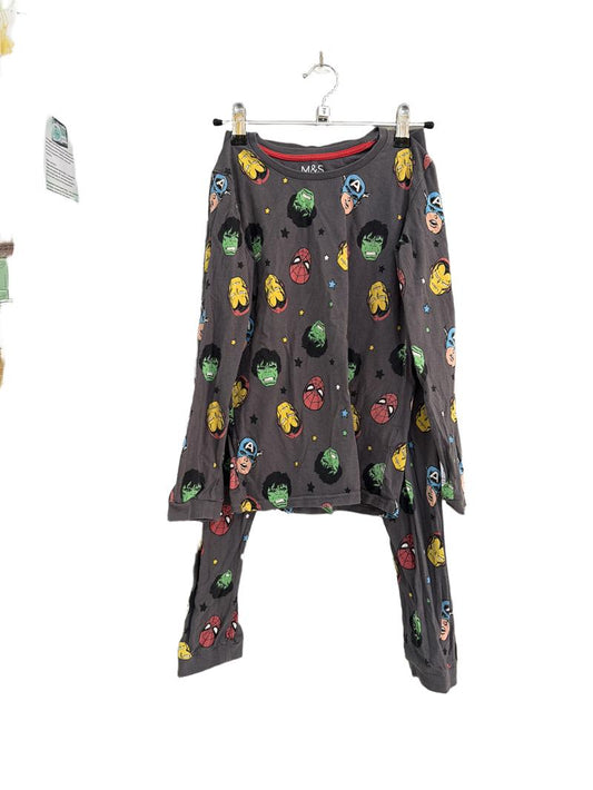 Preloved Marks & Spencer - Gray Superhero Long-sleeved Pyjama Set (9-10y)
