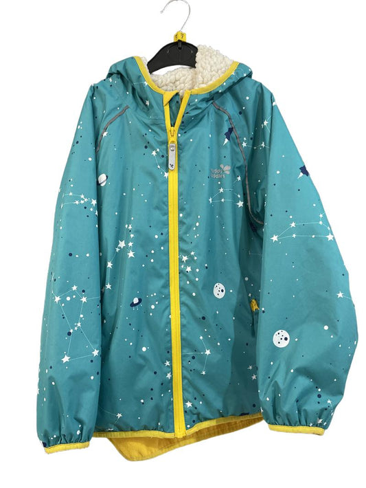 Preloved Muddy Puddles - Jacket - Green Stars Constellations Fleece Lined Hood Jacket (7-8y)