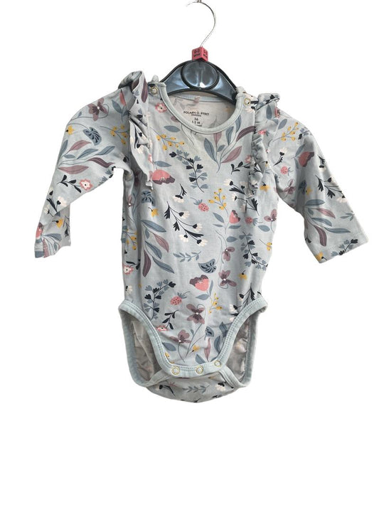 Preloved Polarn O. Pyret - Blue Floral Bodysuit (0-3m)
