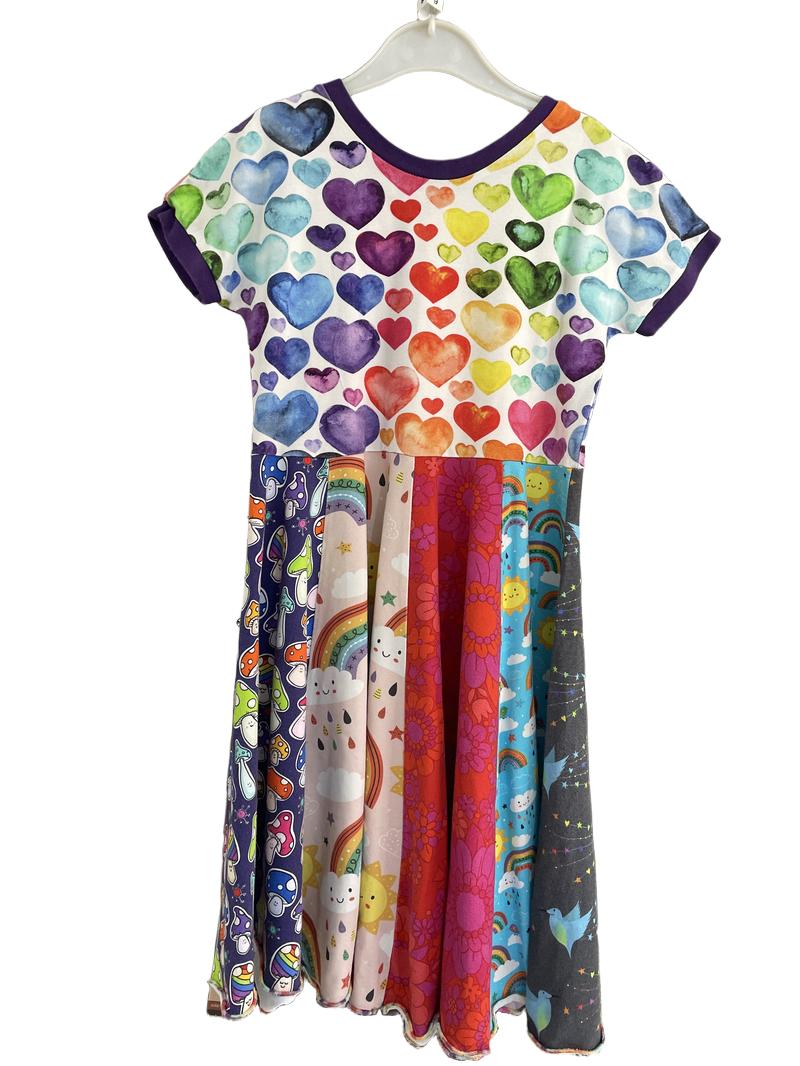 Preloved Unknown Brand - Multicolour Print Short-sleeved Dress, Hand Made (9-10y)
